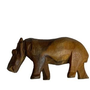 Vintage Hand Carved Hippopotamus Wood Small